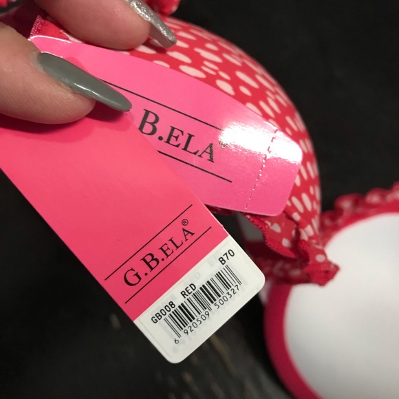 Adorable Red/White Polka Dot Ruffled Push Up Bra - Picture 8 of 8